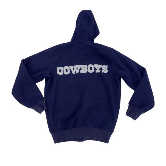 Dallas Cowboys Men's Varsity Jacket Blue Lined Full Zip Hoodie Size S - Picture 2 of 9